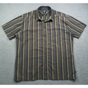 Kuhl Shirt Mens Size XXL Gray Striped Button Up Short Sleeve Pocket Outdoor